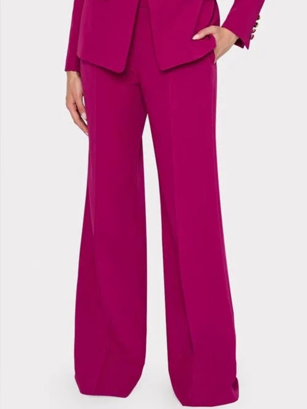 MILLY Women's Nash Cady Fuchsia Pink Wide-Leg Tailored Trousers Size 2